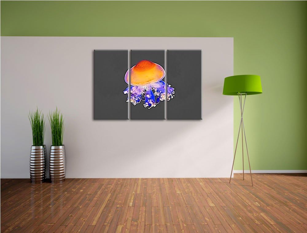kleine zarte Qualle schwarz/weiss Deluxe 3-Teiler Leinwandbild 120x80 Bild auf Leinwand, XXL riesige