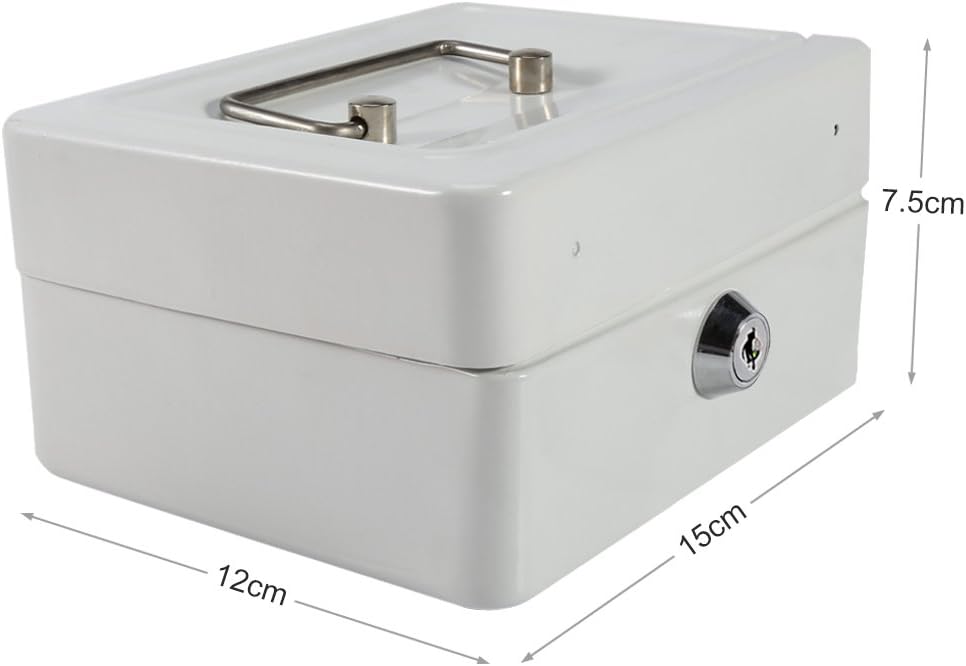 Zerodis Kleine Geldkassette mit Schlüsselschloss Portable Doppelschicht Metallmünze Geld Storage Sec