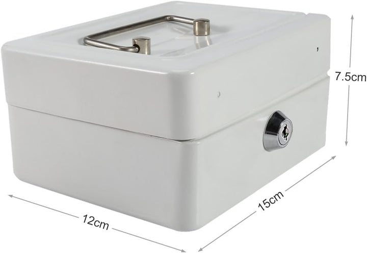 Zerodis Kleine Geldkassette mit Schlüsselschloss Portable Doppelschicht Metallmünze Geld Storage Sec