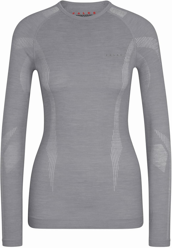 FALKE Wool-Tech Round Neck Funktionsshirt Langarmshirt für warme und kalte Temperaturen atmungsaktiv