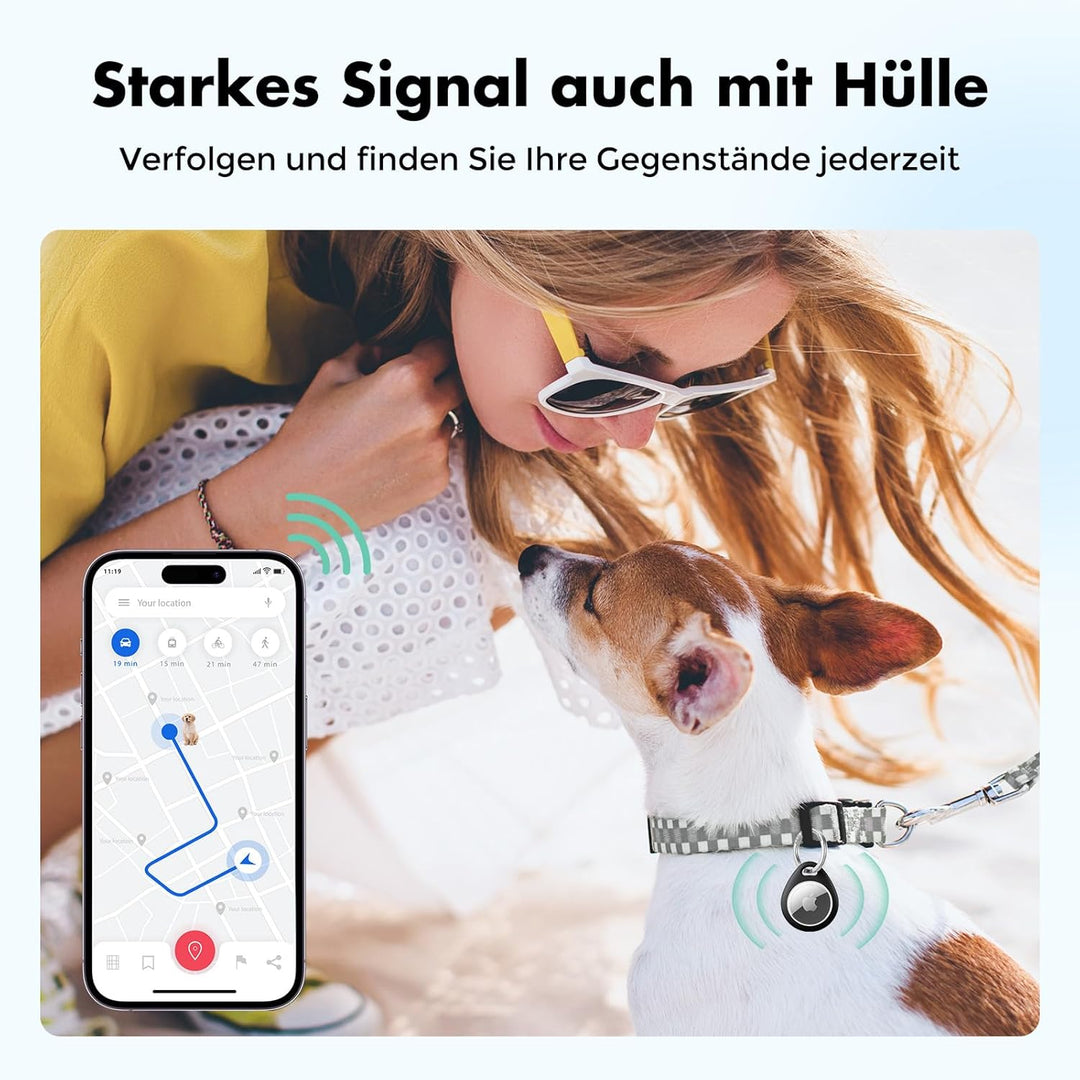 UNBREAKcable 360° Schutzhülle für AirTag [4er-Pack], TPU Vollschutz Schlüsselanhänger mit 304 Edelst