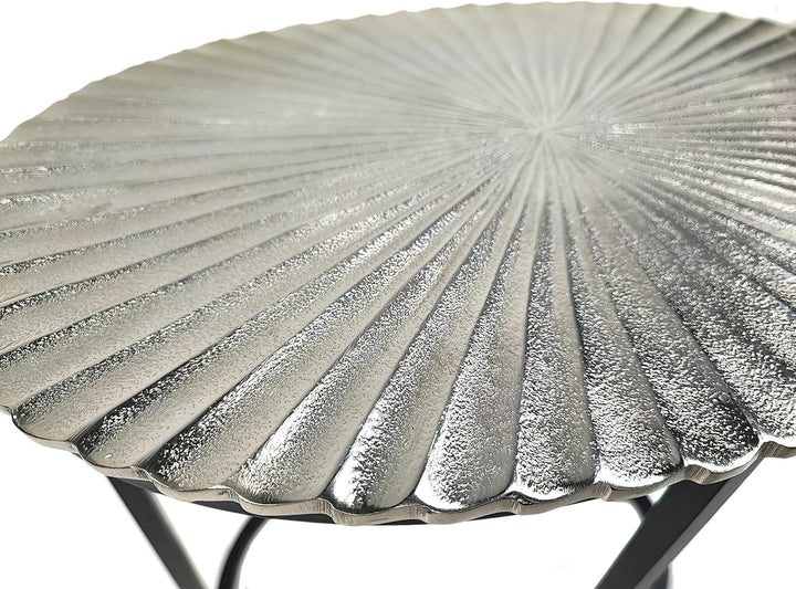 DARO DEKO Beistelltisch mit Aluminium Platte Silber - 42 x 28 x 42 cm, 42 x 28 x 42 cm