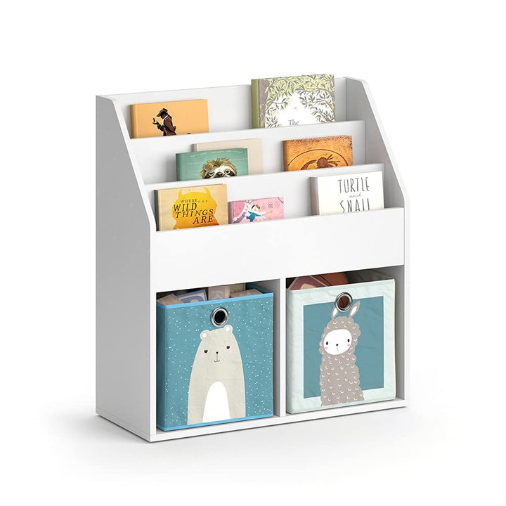 Vicco Kinderregal Luigi, Weiss, 72 x 79 cm mit 2 Faltboxen Opt.6, zur Aufbewahrung von Büchern und S