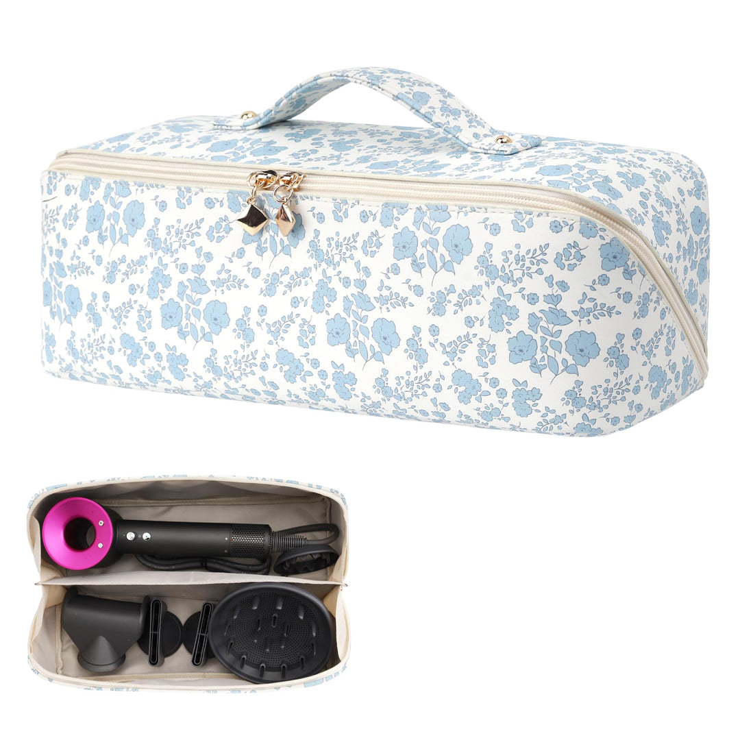 Reise Tasche für Dyson Airwrap Styler/Shark Flexstyle,Blumen Blau | Tragbare Reisen Lagerung Aufbewa