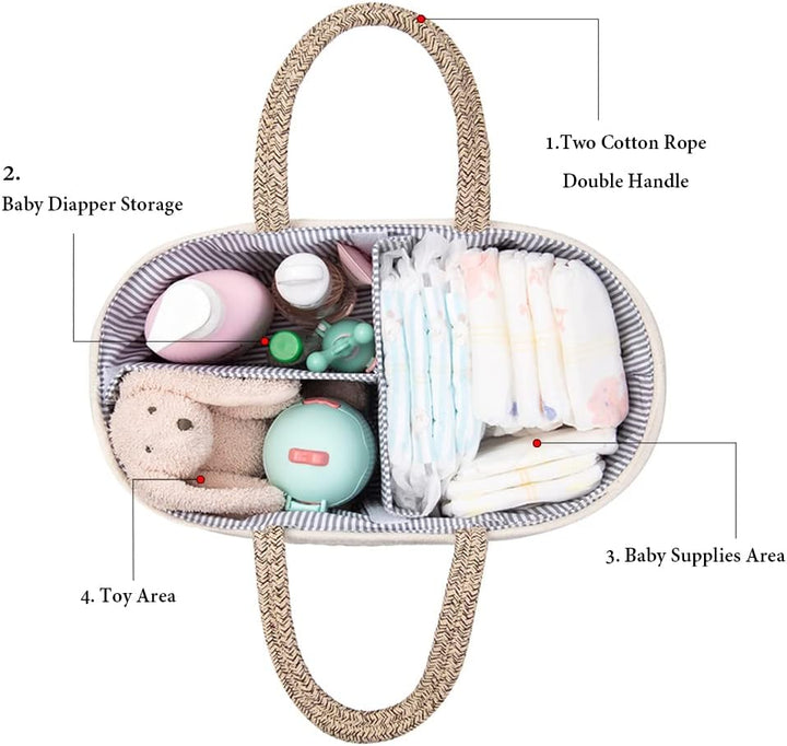 JiA QAQ Baby-Wickeltasche, tragbar, Baumwollseil, gewebte Wickeltasche, Aufbewahrungskorb für Kinder