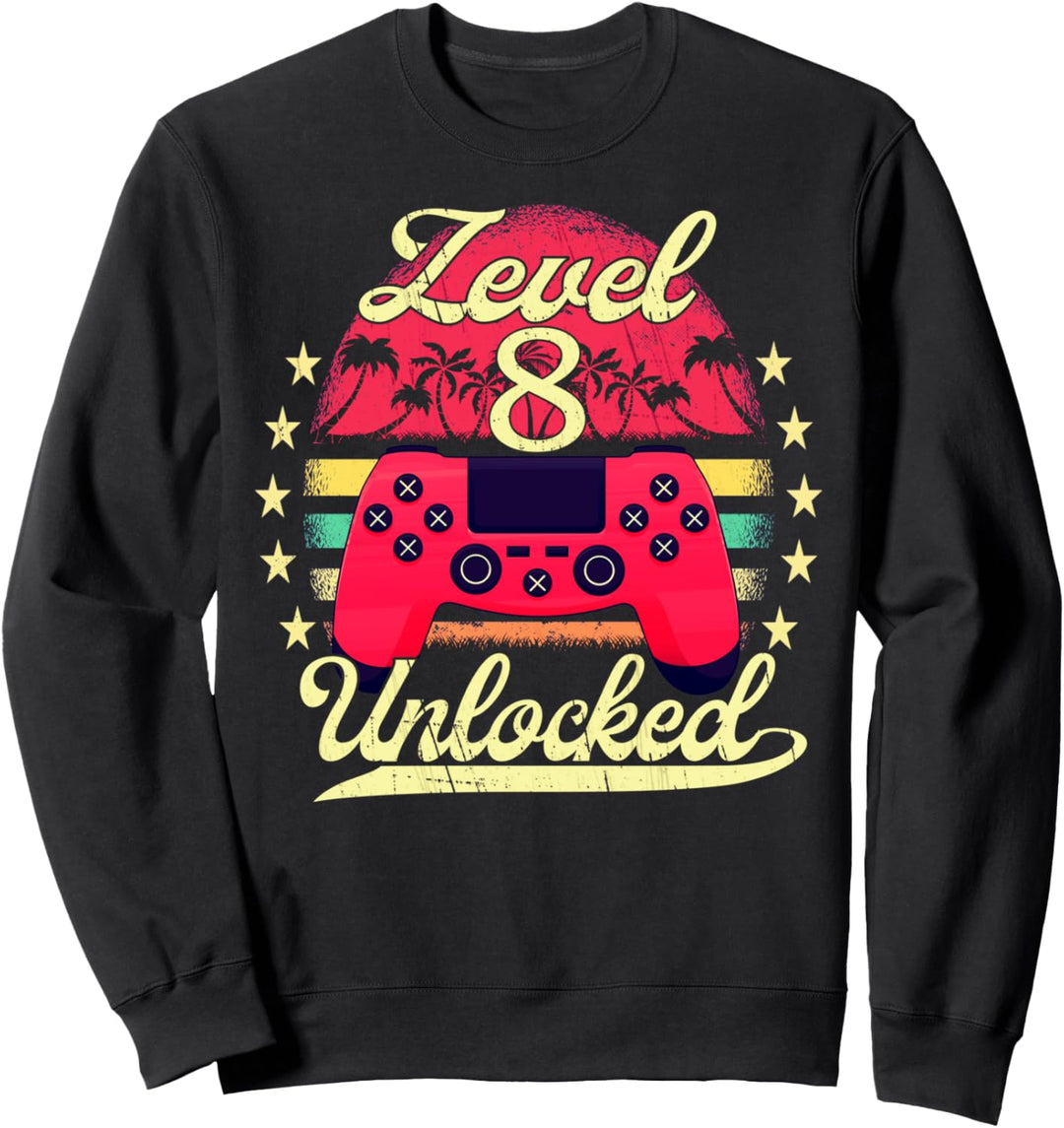 Level 8 Unlocked Gaming Jungen Mädchen Gamer 8. Geburtstag Sweatshirt
