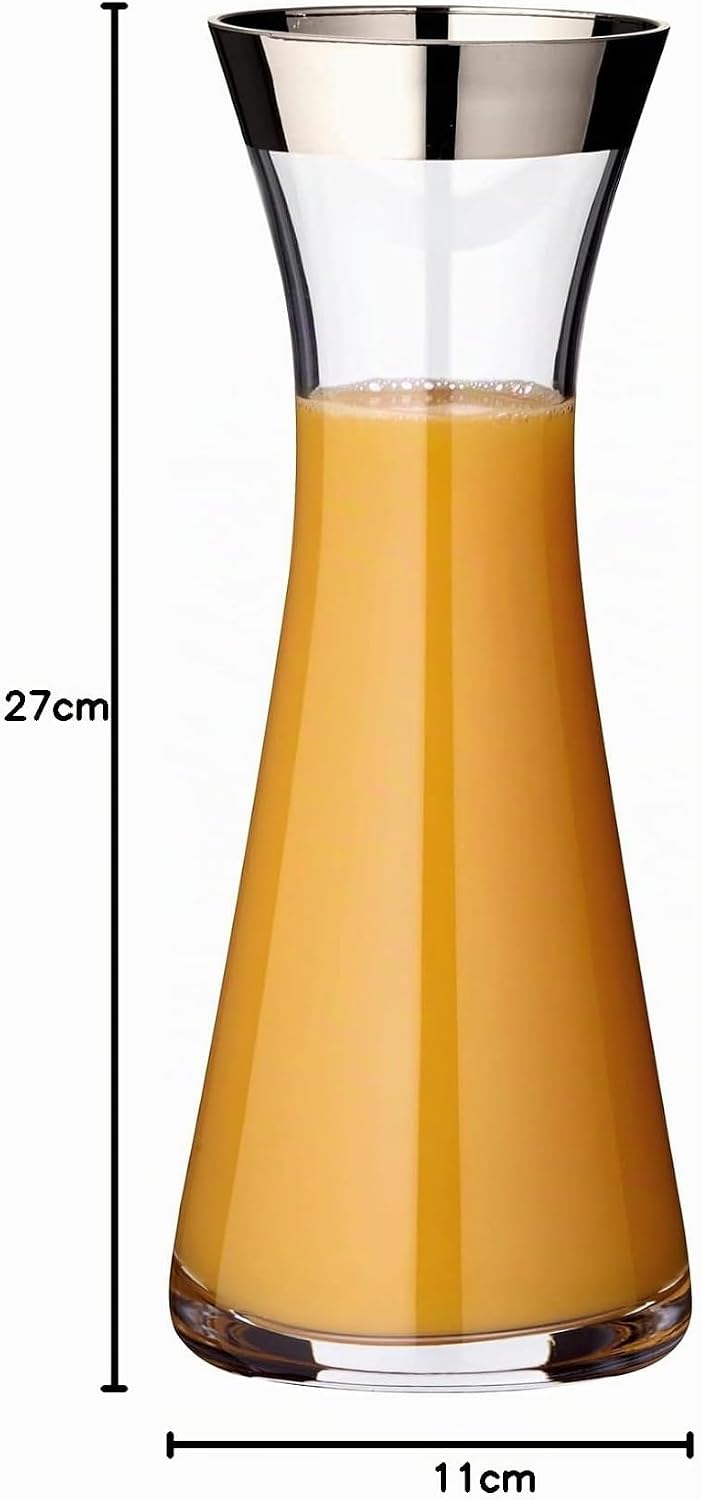 EDZARD Karaffe Hendrik, mundgeblasenes Kristallglas mit Platinrand, Wasserkaraffe aus Glas, Höhe 27
