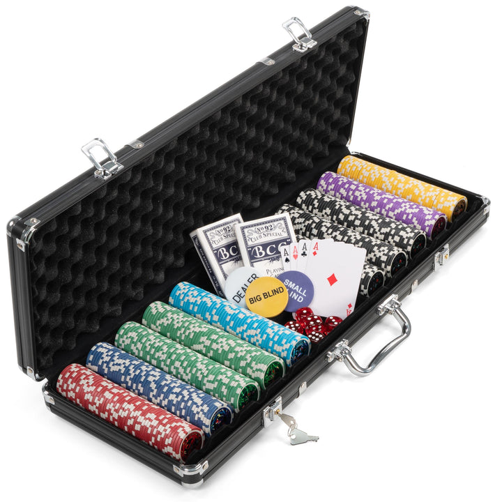 Pokerkoffer schwarz Pokerset 500 Laser Pokerchips Poker Komplett Set 11 g Chips