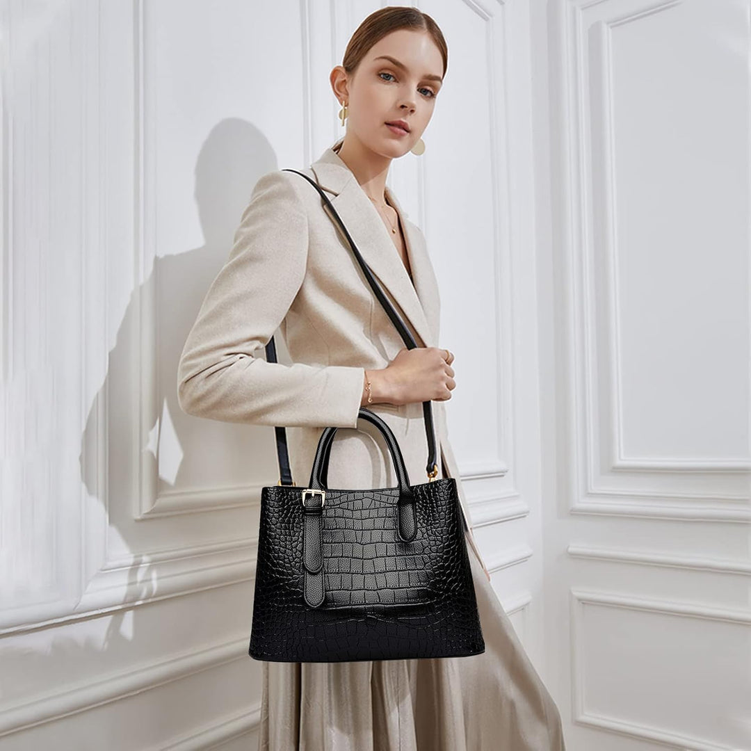 NICOLE & DORIS Damen Handtaschen Elegant Henkeltasche Tote Shopper Schultertasche Krokodil Designs U