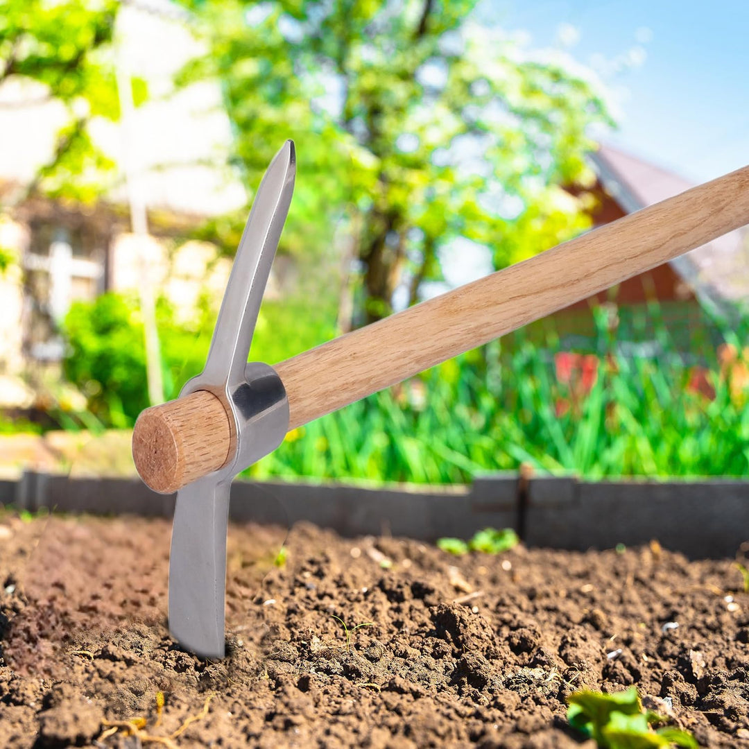 Tissting Spitzhacke mit Hartholzstiel, 40cm/15,74 Zoll Wiedehopfhacke Gartenhacke, Unkrauthacke, Han