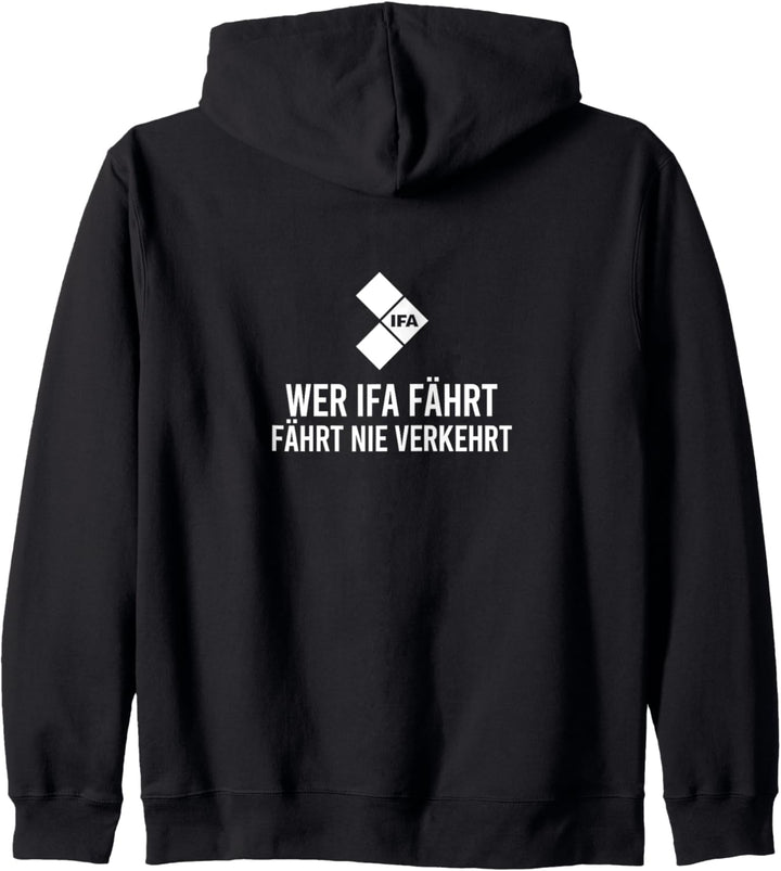 Wer IFA Fährt Spruch DDR Ostdeutsch Zweitakt Motor Geschenk Kapuzenjacke
