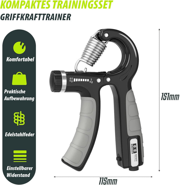 Handtrainer, U-VKK Unterarmtrainer-Set, Griff 5-60 kg, Hand Unterarm Trainingsgerät, Grip Griffkraft