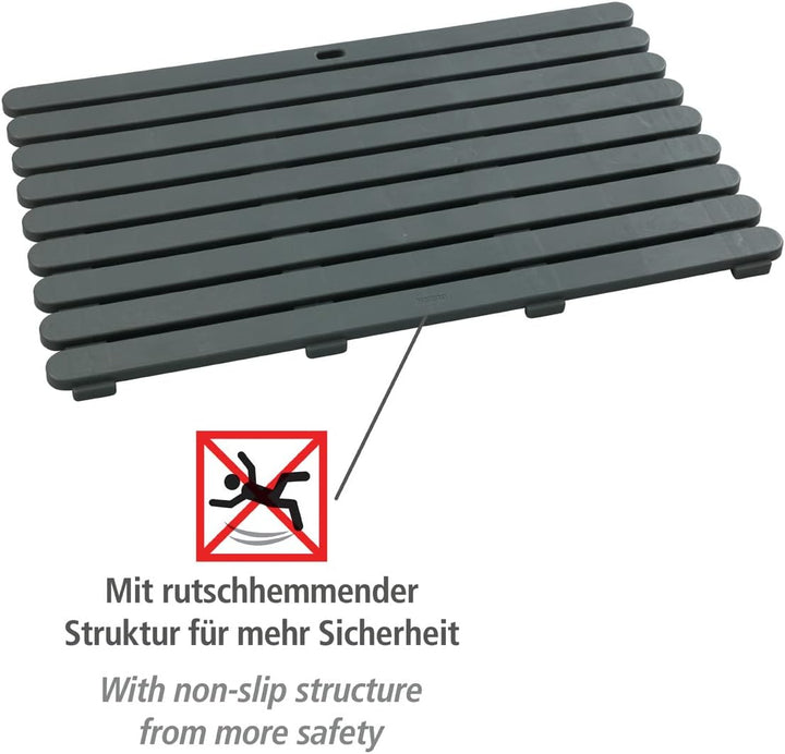 WENKO Badematte Mod. Indoor & Outdoor Grau, 50 x 80 cm mit rutschhemmender Struktur Grau, Grau