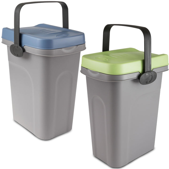 2x 7 Liter Windeleimer Geruchsdicht Blau und Grün, Biomülleimer Küche, Bio Mülleimer Klein verschlie
