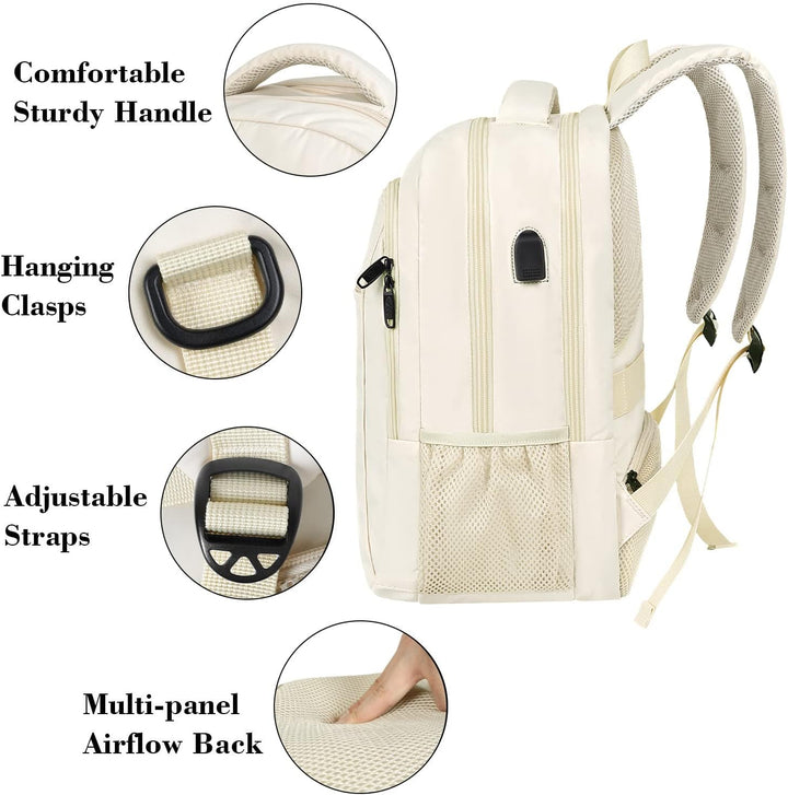 MATEIN Laptop Rucksack 15,6 Zoll Notebook Arbeitsrucksack Damen Elegant mit USB Ladeanschluss und La