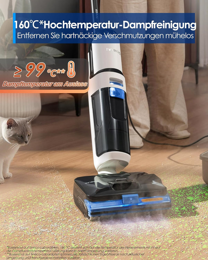 Tineco FLOOR ONE S6 Stretch Steam Nass Trockensauger, 160 °C Tineco BoostSteam, Anti-Verwicklungs-De