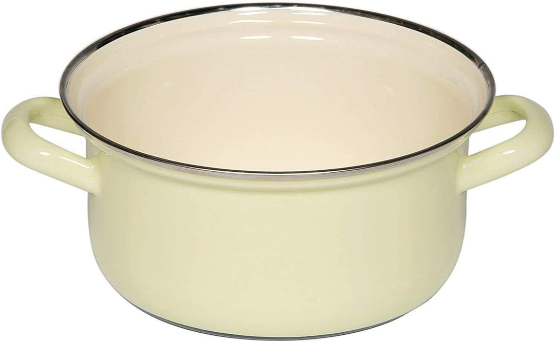 Riess Kasserolle mit Chromrand, Gemüsetopf, mit 2 Griffen, Ø 16 cm, 1 l, gelb