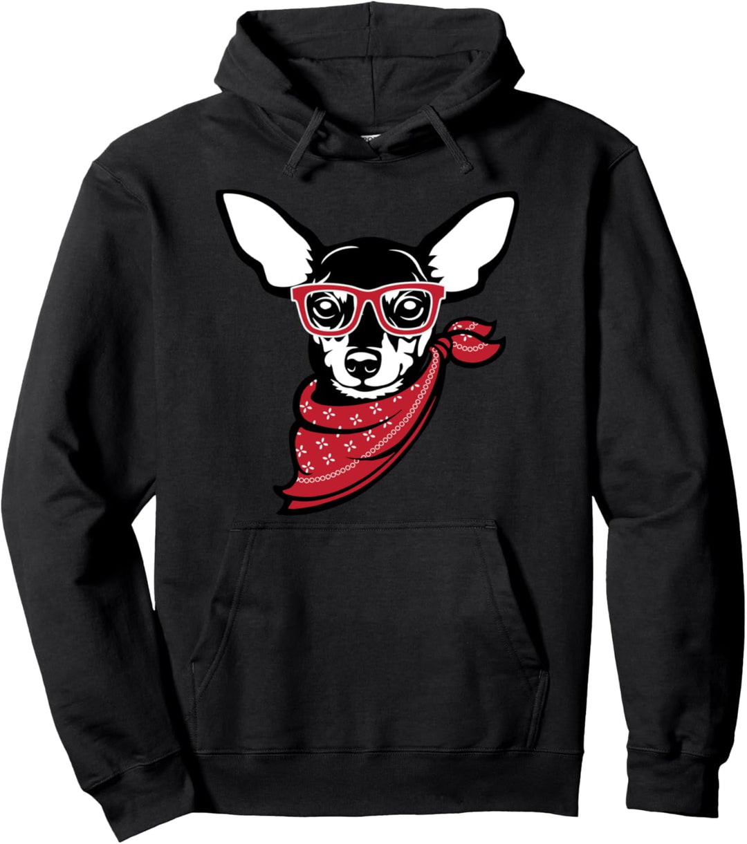 Miniature Pinscher Face with Glasses Cute Gift Pullover Hoodie