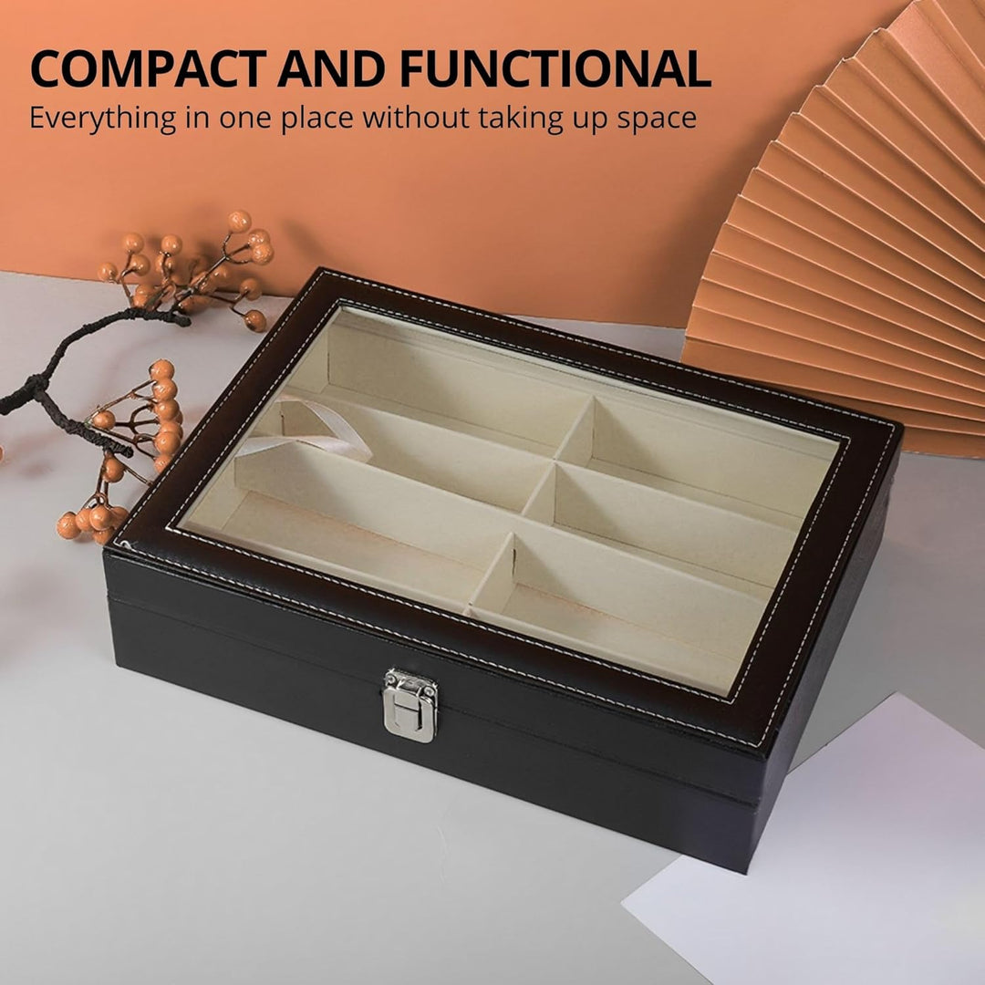 MAGIC SELECT Brillenbox mit 8 Fächern. Etui für Sonnenbrille, Lesebrille mit Transparentem Glasdecke
