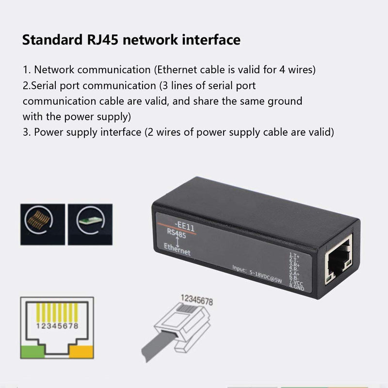 Fafeicy HF7121 RS485 Serial Server Kommunikationsmodul, Ethernet Serial Server, mit 5-36 VDC, für Et