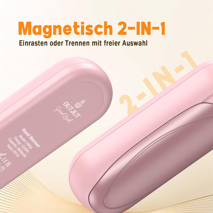 Handwärmer Wiederaufladbar 2er-Set, 7000mAh Elektrische Taschenwärmer mit 3 Heizstufen, Tragbare Mag