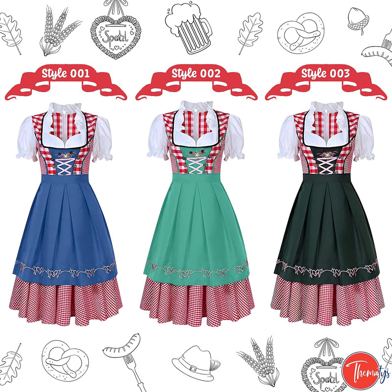 thematys Dirndl midi mit Schürze Damen | Dirndl-Bluse | Oktoberfest | Trachtenkleid | Trachtenmode K