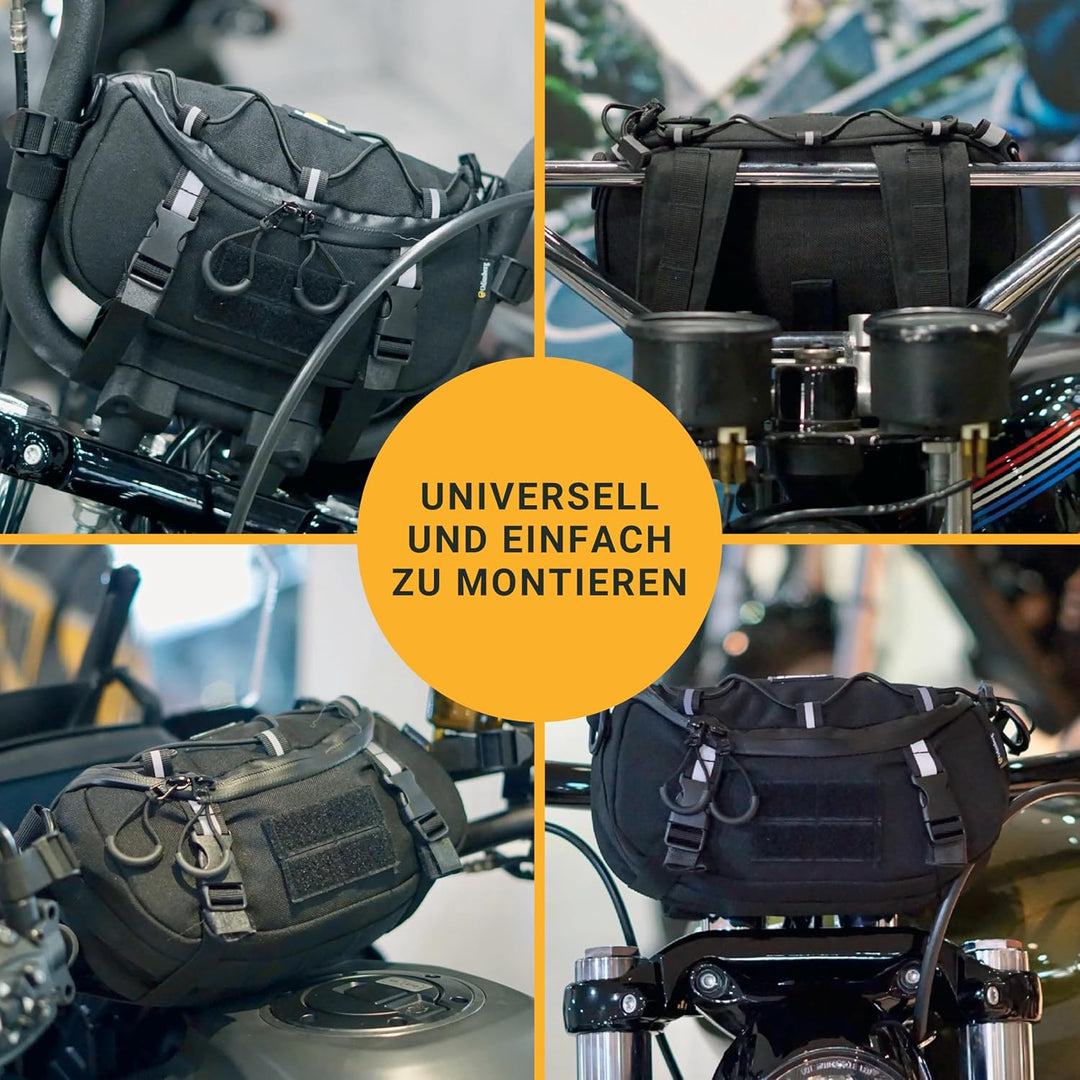 ODINSBERG 3L Multifunktionale wasserdichte Lenkertasche Motorrad Lenkertasche Fahrrad Ebike Gepäckro