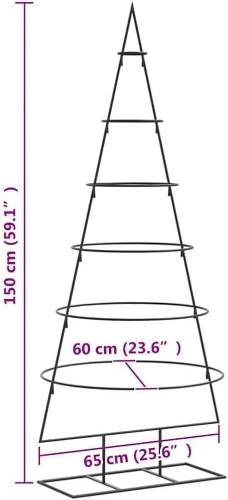 vidaXL Metall-Weihnachtsbaum für Dekorationen Schwarz 150 cm, Weihnachtsbaum, Metallbaum, Tannenbaum