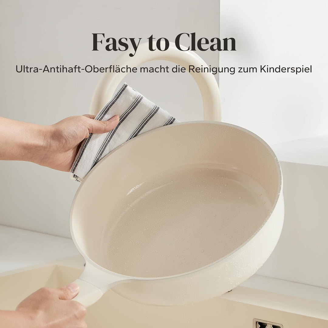 Redchef Pfanne 28cm mit Deckel, Keramik Antihaft Bratpfanne Induktion, Omelette Pfanne mit allen Her