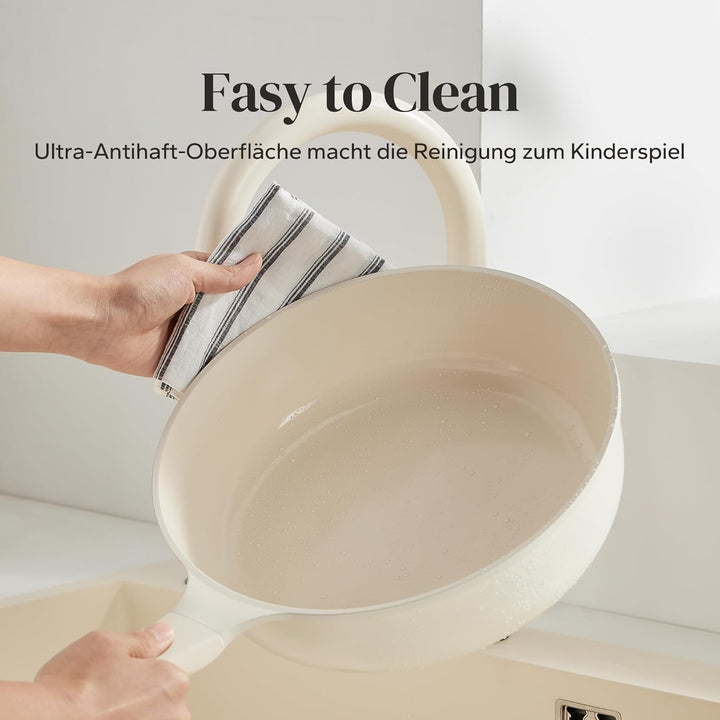 Redchef Pfanne 28cm mit Deckel, Keramik Antihaft Bratpfanne Induktion, Omelette Pfanne mit allen Her