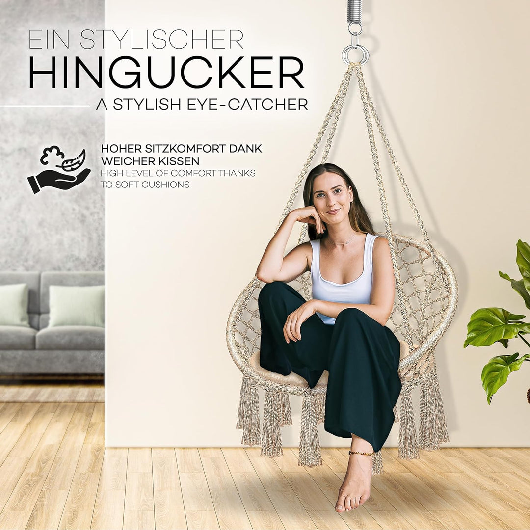 tillvex Hängesessel 200kg zum Aufhängen | Hängestuhl Indoor & Outdoor | Hängekorb wetterfest | Schau
