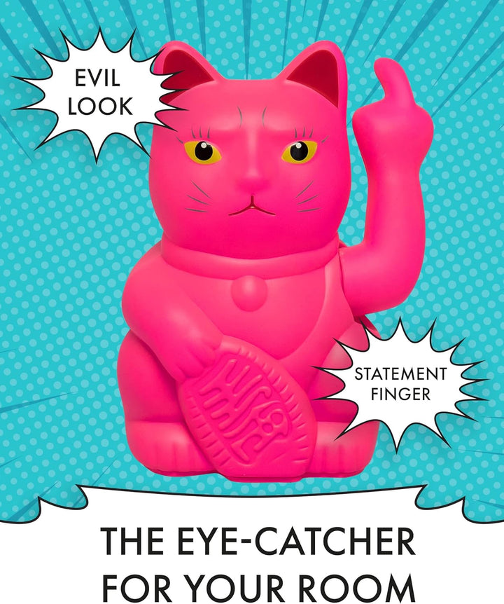 ANGRY CAT - Winkekatze Lucky CAT - Lustige winkende Katze - japanische Winkkatze mit Stinkefinger -