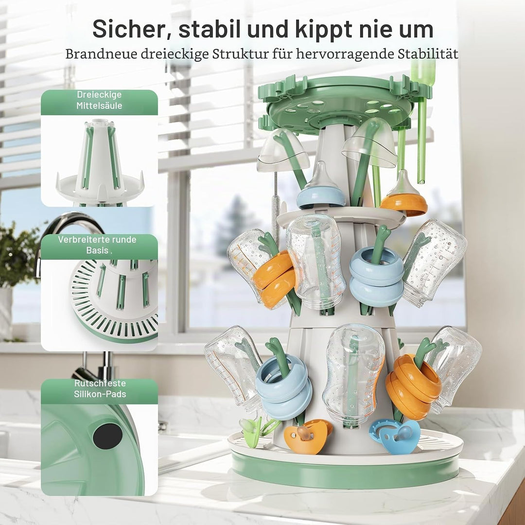 Trockenständer Babyflaschenr, 20 Haken abtropfgestell flaschen, platzsparender Stand Arbeitsplatte T