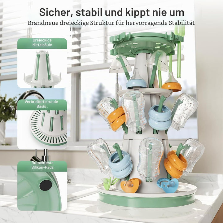 Trockenständer Babyflaschenr, 20 Haken abtropfgestell flaschen, platzsparender Stand Arbeitsplatte T