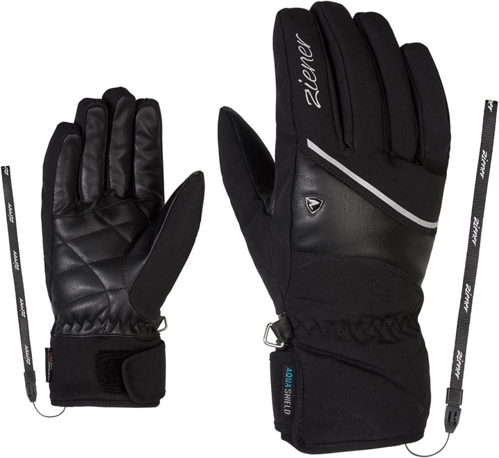 Ziener Damen Kaika As Ski-Handschuhe/Wintersport | Wasserdicht, Atmungsaktiv 6 Schwarz, 6 Schwarz
