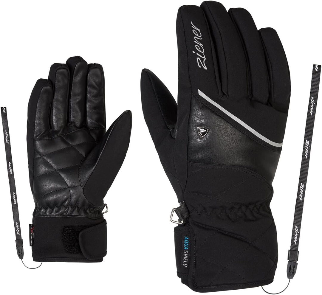 Ziener Damen Kaika As Ski-Handschuhe/Wintersport | Wasserdicht, Atmungsaktiv 8 Schwarz, 8 Schwarz