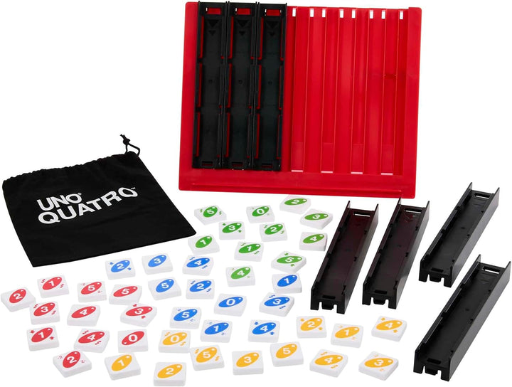 Mattel Games Uno Quatro, Steine nach Farben oder Zahlen sortieren, mit Aktionssteinen, Perfekt als K