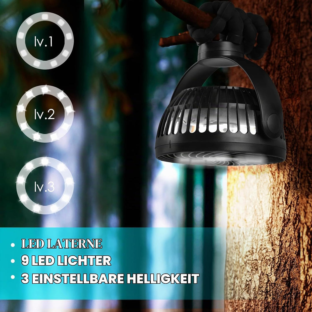 Simpeak Camping Ventilator Tischventilator 10000mAh, Mini USB Ventilator leise, Akku Ventilator mit