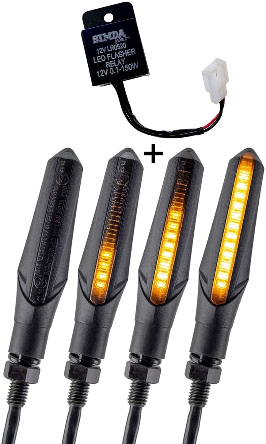 Led Motorrad Blinker E Mark mit Relais Laufeffekt Roller Lauflicht Sequentiell Schwarz Universal Qua