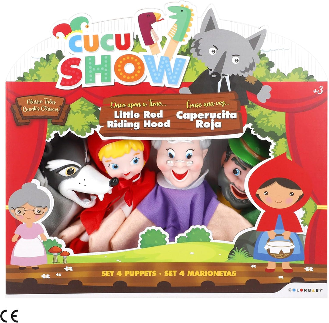 COLORBABY Cucu Show Set Rotkäppchen-Puppen, 4 Puppen, 25 cm, weiche und sichere Materialien, Kinders