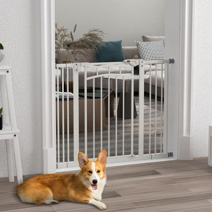 PawHut Treppenschutzgitter Türschutzgitter Ohne Bohren 74-100cm Kinderschutzgitter mit Auto-Close Be