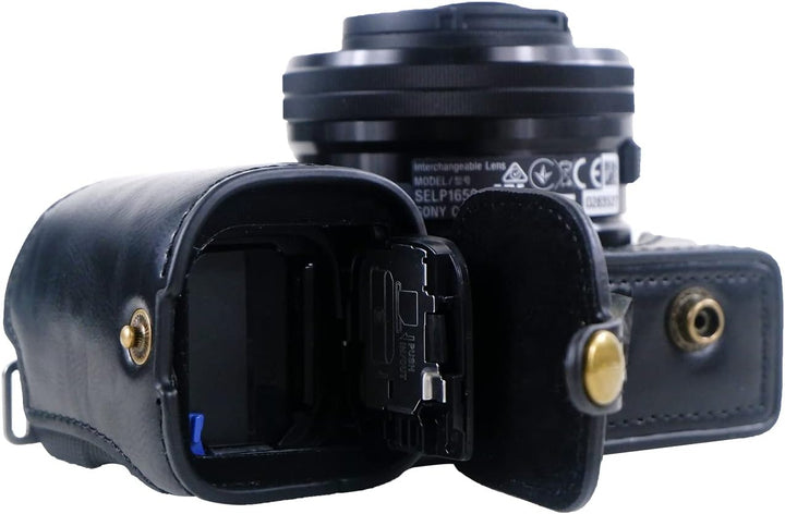 Rieibi ZVE10 Hülle - Qualität PU Leder Hülle für Sony ZV-E10 spiegellose Digitalkamera - Griff Schut