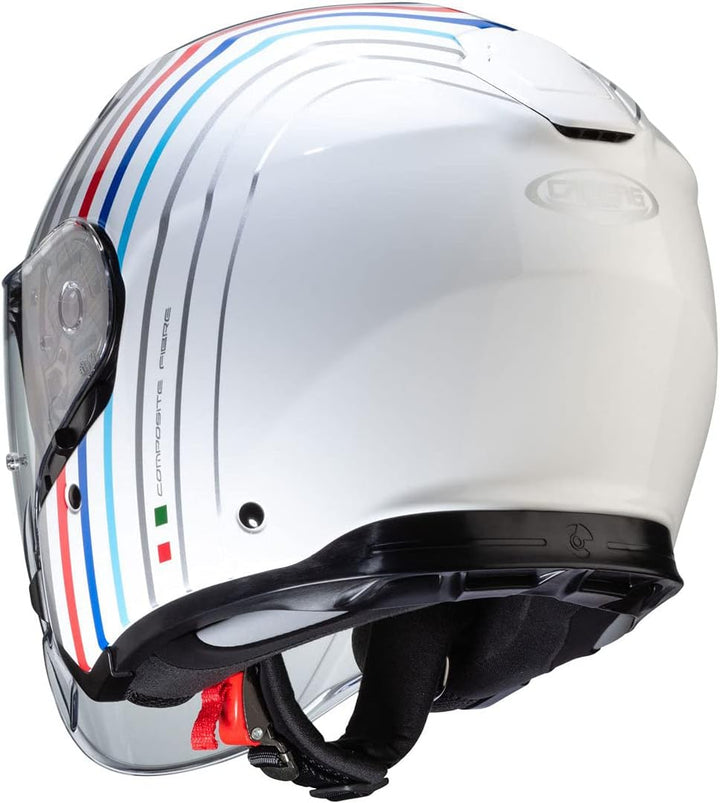 Caberg Unisex FLYON BAKARI Motorradhelm, Weiss/Silber/BMW Farben, S