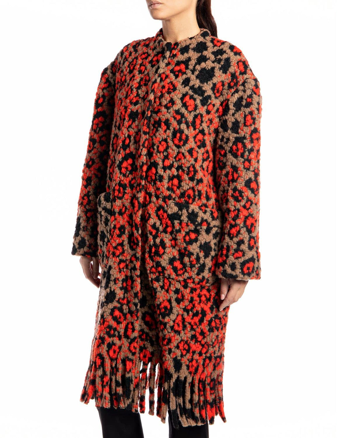 Replay Damen Wollmischungs-Mantel, 010 Red/Black/Nut