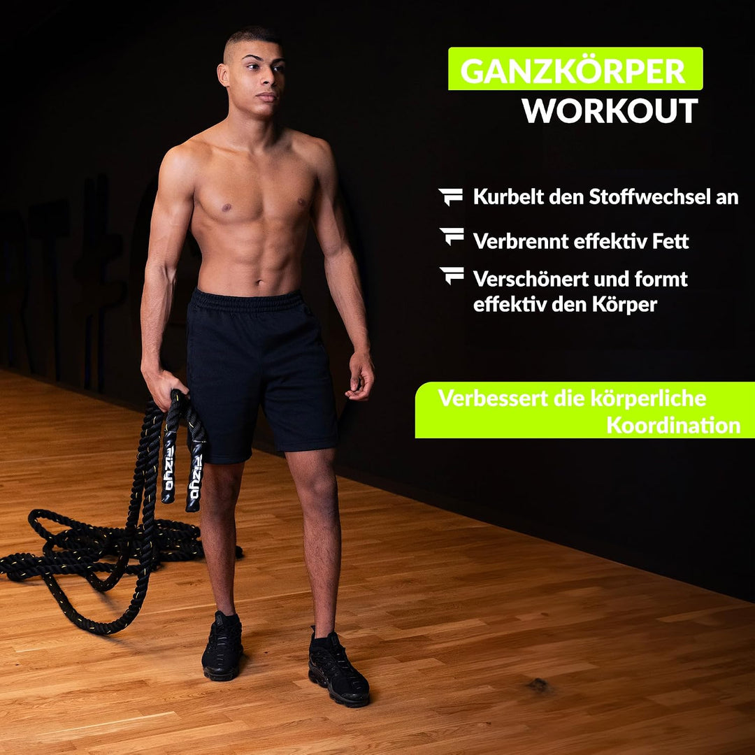 FIZYO Battle Rope 9 m – Trainingsseil Fitness für Functional Training | Robustes Fitness Seil mit Um