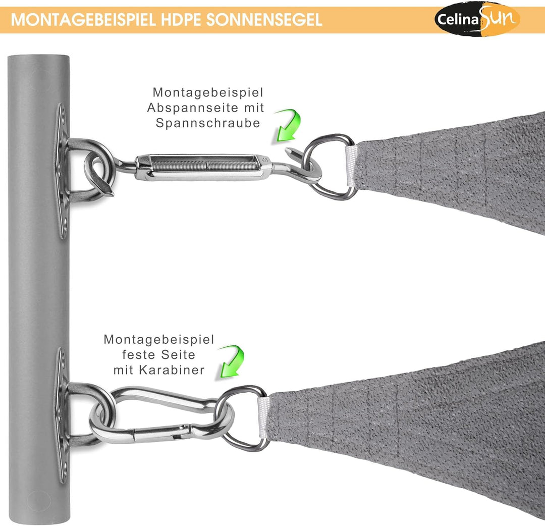 CelinaSun Sonnensegel inkl Befestigungsseile Premium HDPE wetterbeständig atmungsaktiv Quadrat 2 x 2