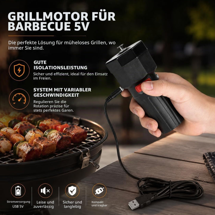 5V Rotator Grillmotor BBQ Grillspiessmotor, Campingartikel Batterie Grillmotor, mit USB Boost Wire