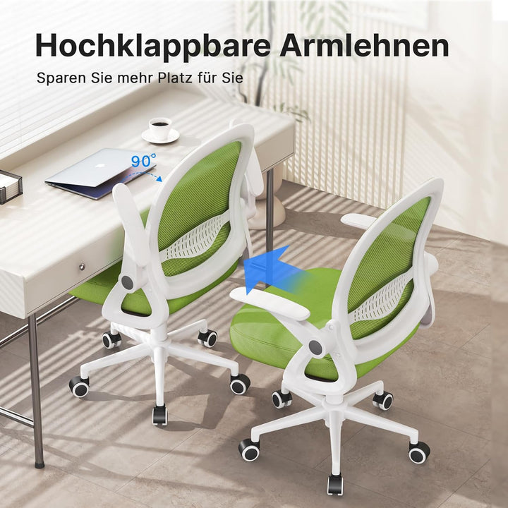 naspaluro Bürostuhl, Ergonomischer Schreibtischstuhl mit Atmungsaktiv Netzbespannung, Hochklappbare