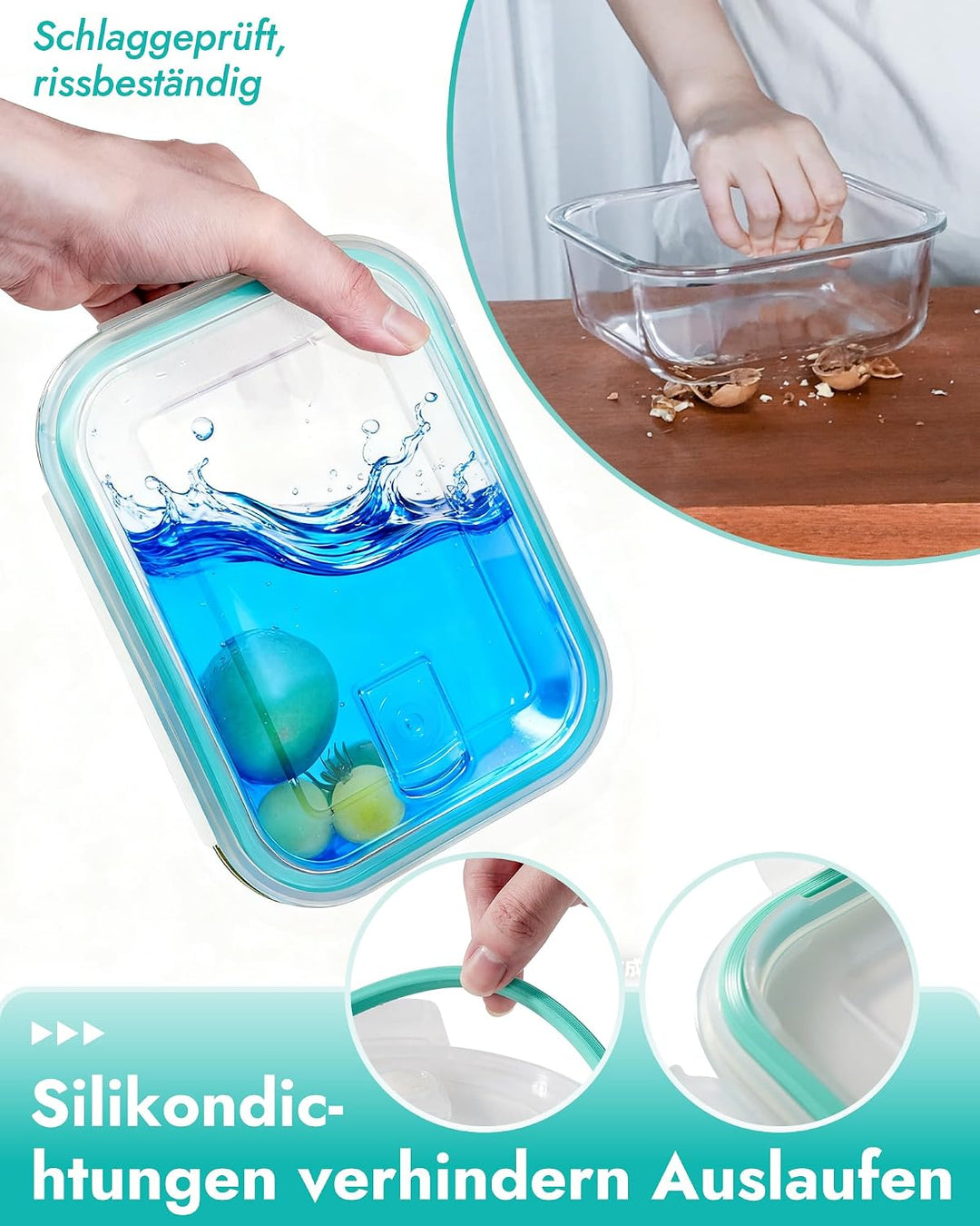 Frischhaltedosen aus Glas 8er-Set – Vorratsbehälter, Ofenfest (-20°C bis 510°C), Luftdichter Verschl