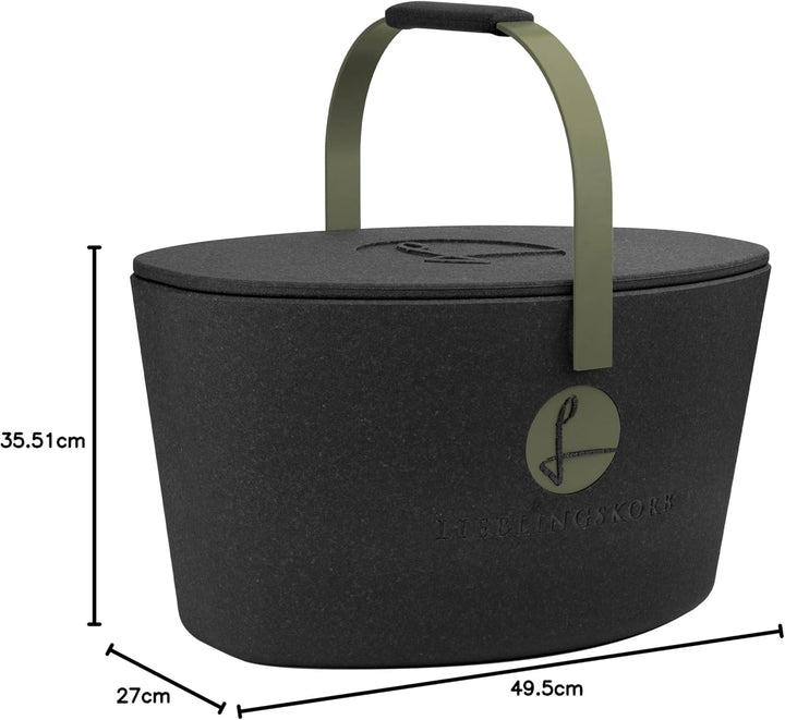 Lieblingskorb Plus deep black (oliv) Einkaufskorb und Thermobox in einem, inklusive Deckel, isoliert